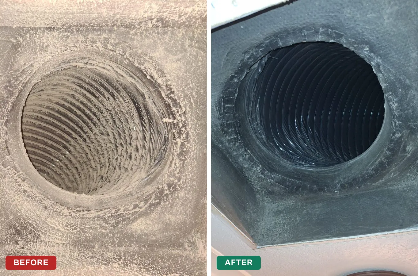 Air duct register before and after cleaning Dallas Fort Worth TX
