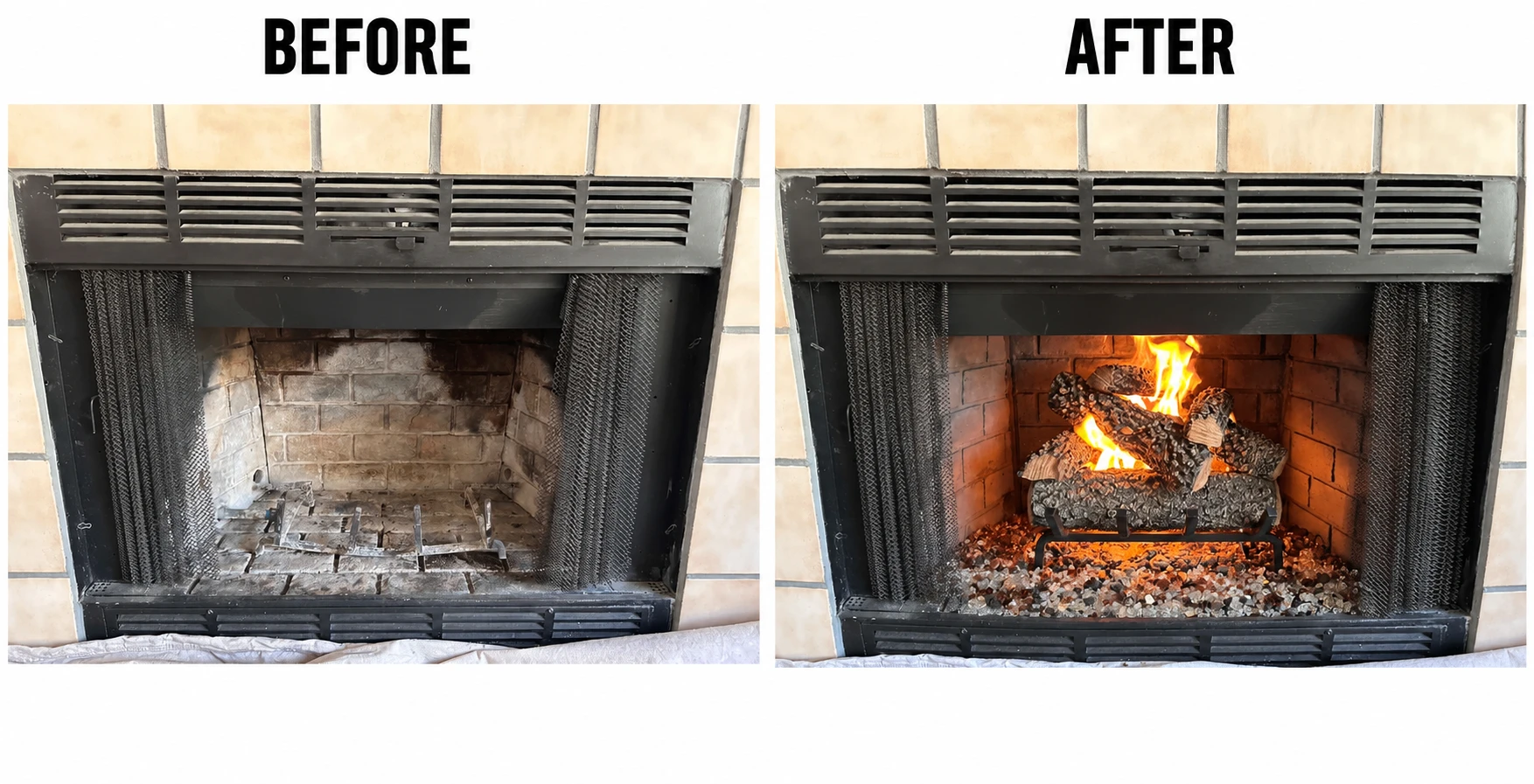 Chimney & Fireplace before and after 1