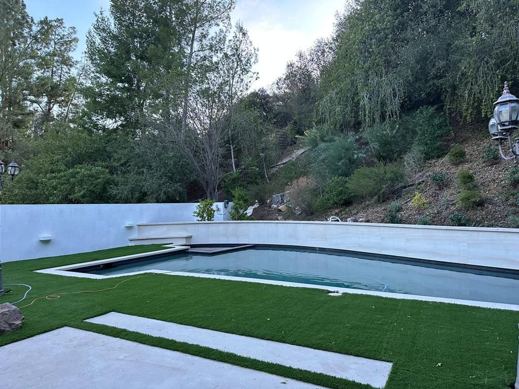 Pool area turf installation Dallas TX