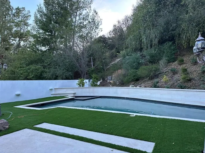 Pool area turf installation Dallas TX