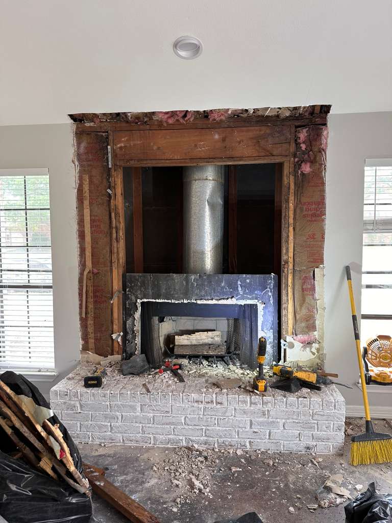 Chimney demo and rebuild wood burning Dallas TX