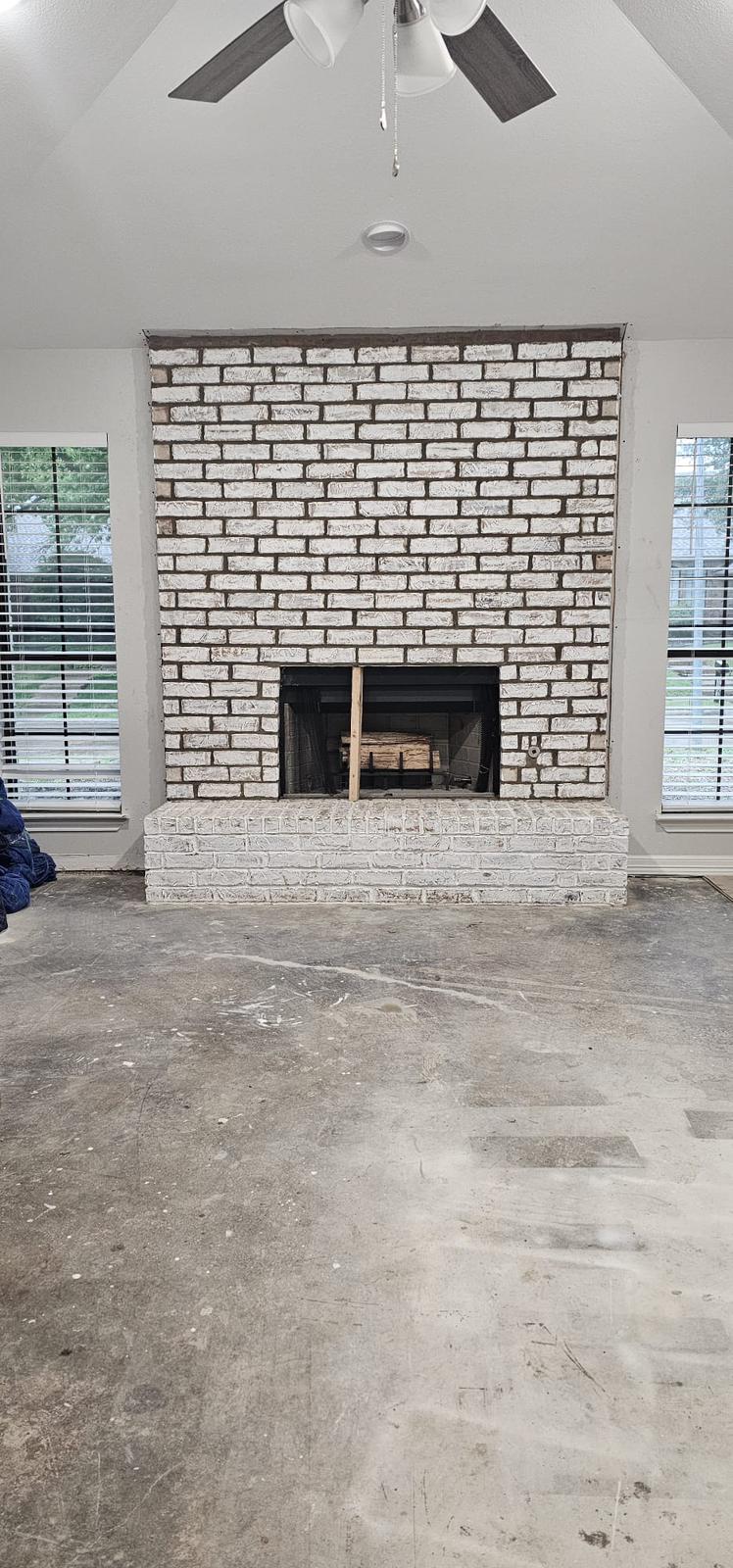 Chimney wall fireplace remodel after Plano TX