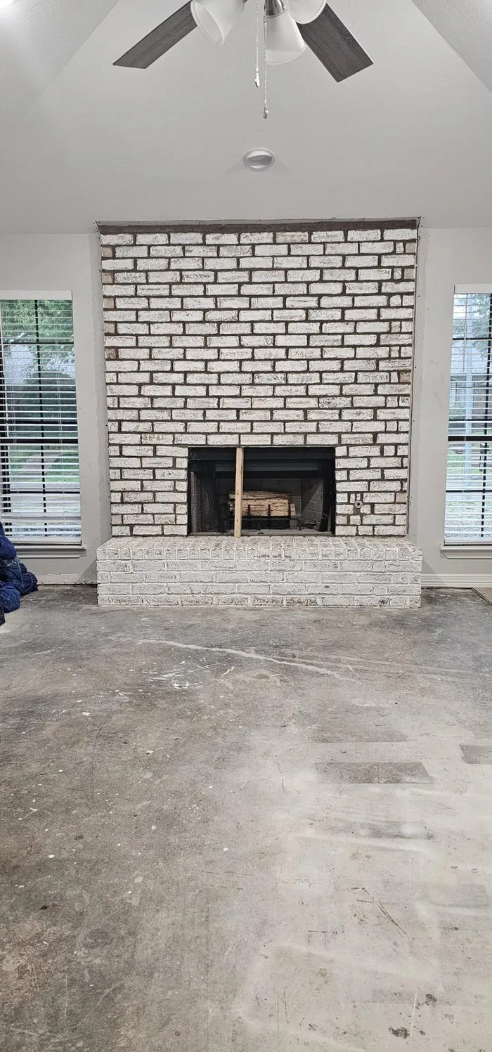 Chimney wall fireplace remodel after Plano TX